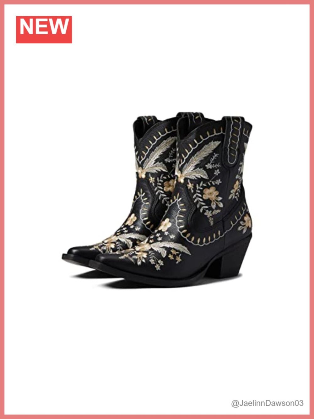 Dingo Primrose Floral Embroidered Snip Toe Leather Ankle Boots